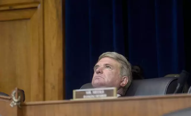 House Committee on Foreign Affairs Chairman Michael McCaul, R-Texas, presides over a House Committee on Foreign Affairs hearing "An Assessment of the State Departments Withdrawal from Afghanistan by Americas Top Diplomat," on Capitol Hill, in Washington, Tuesday, Sept. 24, 2024. (AP Photo/Rod Lamkey, Jr.)