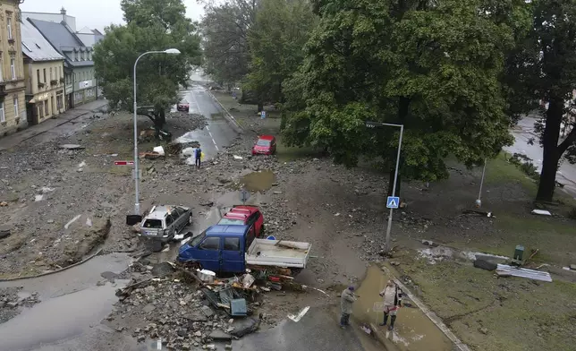 A view of the damage done by recent floods in Jesenik, Czech Republic, Monday, Sept. 16, 2024. (AP Photo/Petr David Josek)