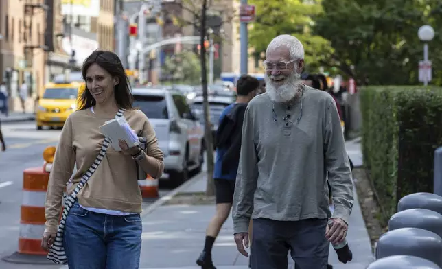 David Letterman arrives at federal court in New York, Monday Sept. 16, 2024. (AP Photo/Stefan Jeremiah)