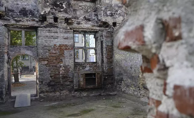 Remains of Copenhagen's Old Stock Exchange building are seen in Copenhagen, Denmark, Thursday, Sept. 19, 2024. (AP Photo James Brooks)