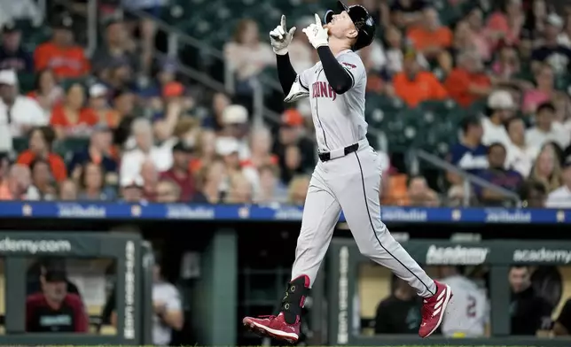 Arizona Diamondbacks' Pavin Smith celebrates after his three-run home run against the Houston Astros during the second inning of a baseball game Sunday, Sept. 8, 2024, in Houston. (AP Photo/Eric Christian Smith)