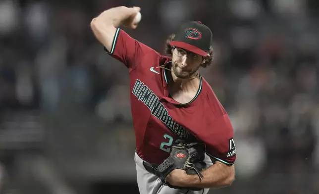 Arizona Diamondbacks pitcher Zac Gallen works against the San Francisco Giants during the third inning of a baseball game in San Francisco, Wednesday, Sept. 4, 2024. (AP Photo/Jeff Chiu)