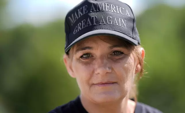 Stephanie Jones speaks during an interview with The Associated Press, Friday, Sept. 6, 2024, in De Soto, Iowa. (AP Photo/Charlie Neibergall)