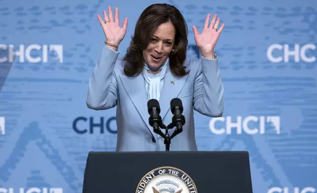 Democratic presidential nominee Vice President Kamala Harris speaks at the Congressional Hispanic Caucus Institute (CHCI) Leadership Conference, at the Ronald Reagan Building in Washington, Wednesday, Sept. 18, 2024. (AP Photo/Jose Luis Magana)