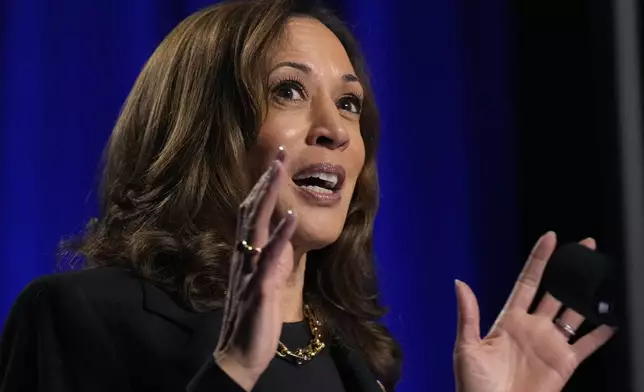 Democratic presidential nominee Vice President Kamala Harris speaks at a campaign event at Carnegie Mellon University, Wednesday, Sept. 25, 2024, in Pittsburgh. (AP Photo/Jacquelyn Martin)