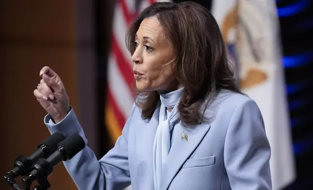 Democratic presidential nominee Vice President Kamala Harris speaks at the Congressional Hispanic Caucus Institute (CHCI) leadership conference, Wednesday, Sept. 18, 2024, in Washington. (AP Photo/Jacquelyn Martin)