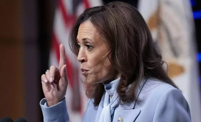 Democratic presidential nominee Vice President Kamala Harris speaks at the Congressional Hispanic Caucus Institute (CHCI) leadership conference, Wednesday, Sept. 18, 2024, in Washington. (AP Photo/Jacquelyn Martin)