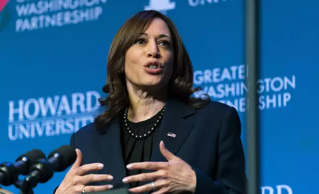 FILE - Vice President Kamala Harris speaks at Howard University in Washington, March 30, 2022. (AP Photo/Manuel Balce Ceneta, File)