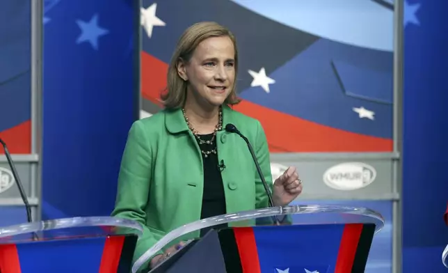 Former Manchester Mayor Joyce Craig participates in Democratic debate for New Hampshire governor, Wednesday, Sept. 4, 2024, in Manchester, N.H. (Derek Stokely/WMUR-TV via AP)