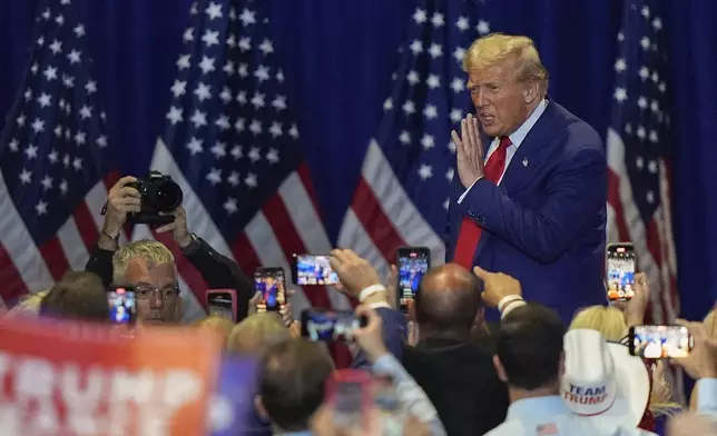 Republican presidential nominee former President Donald Trump, speaks during a campaign event, Wednesday, Sept. 18, 2024, in Uniondale, N.Y. (AP Photo/Frank Franklin II)