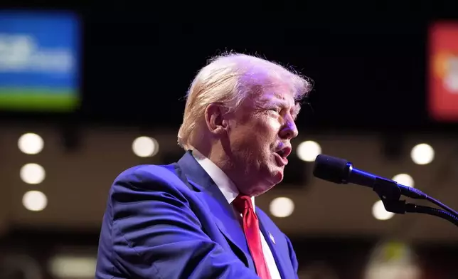 Republican presidential nominee former President Donald Trump speaks at a campaign event at the Indiana University of Pennsylvania Ed Fry Arena, Monday, Sept. 23, 2024, in Indiana, Pa. (AP Photo/Alex Brandon)