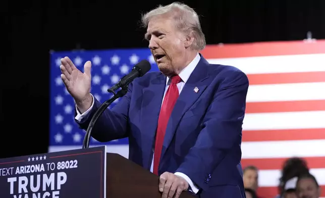 Republican presidential nominee former President Donald Trump speaks during a campaign event at the Linda Ronstadt Music Hall, Thursday, Sept.12, 2024, in Tucson, Ariz. (AP Photo/Alex Brandon)