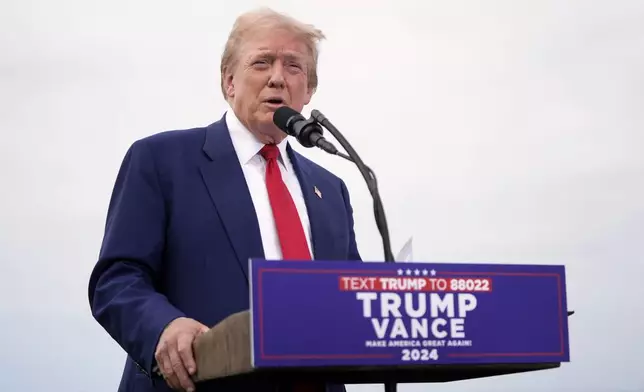 Republican presidential nominee former President Donald Trump speaks during a news conference held at Trump National Golf Club Los Angeles in Rancho Palos Verdes, Calif., Friday, Sept. 13, 2024. (AP Photo/Jae C. Hong)