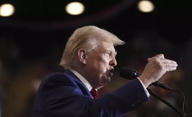 Republican presidential nominee former President Donald Trump speaks at a campaign event at Nassau Coliseum, Wednesday, Sept.18, 2024, in Uniondale, N.Y. (AP Photo/Alex Brandon)