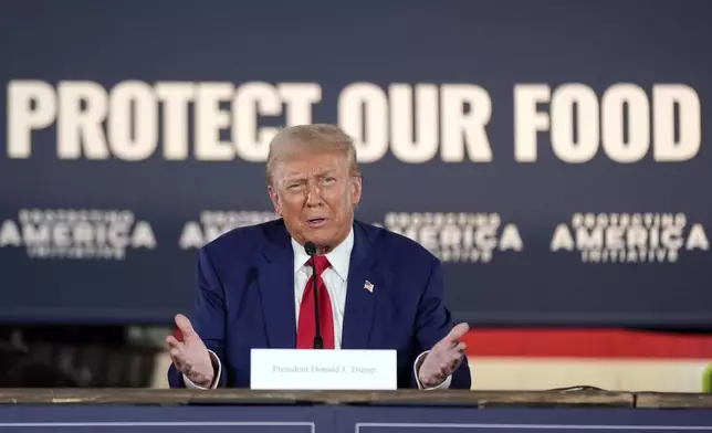 Republican presidential nominee former President Donald Trump speaks at a campaign event at a farm, Monday, Sept. 23, 2024, in Smithton, Pa. (AP Photo/Alex Brandon)