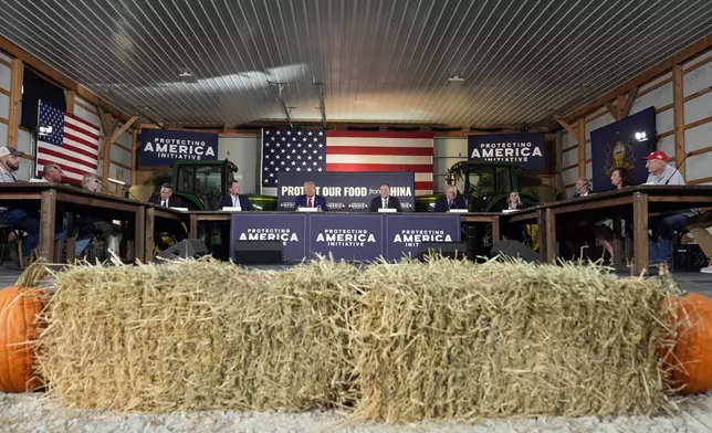 Republican presidential nominee former President Donald Trump speaks at a campaign event at a farm, Monday, Sept. 23, 2024, in Smithton, Pa. (AP Photo/Alex Brandon)