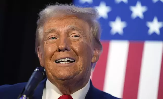 Republican presidential nominee former President Donald Trump speaks to the National Fraternal Order of Police fall meeting, Friday, Sept. 6, 2024, in Charlotte, N.C. (AP Photo/Evan Vucci)