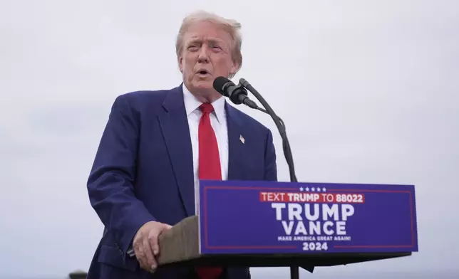 Republican presidential nominee former President Donald Trump speaks during a news conference held at Trump National Golf Club Los Angeles in Rancho Palos Verdes, Calif., Friday, Sept. 13, 2024. (AP Photo/Jae C. Hong)