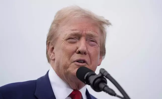 Republican presidential nominee former President Donald Trump speaks during a news conference held at Trump National Golf Club Los Angeles in Rancho Palos Verdes, Calif., Friday, Sept. 13, 2024. (AP Photo/Jae C. Hong)