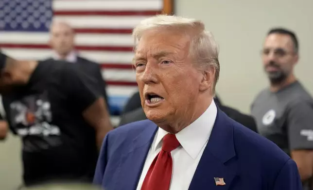 Republican presidential nominee former President Donald Trump speaks at the Las Vegas Police Protective Association during a campaign stop, Saturday, Sept.14, 2024, in Las Vegas. (AP Photo/Alex Brandon)