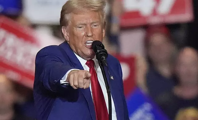 Republican presidential nominee former President Donald Trump, speaks during a campaign event, Wednesday, Sept. 18, 2024, in Uniondale, N.Y. (AP Photo/Frank Franklin II)