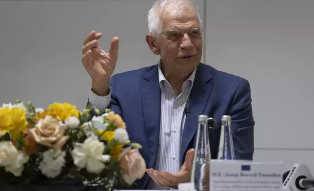 European Union foreign policy chief Josep Borrell, speaks during a press conference in Dubai, United Arab Emirates, Tuesday, Sept. 17, 2024. (AP Photo/Altaf Qadri)