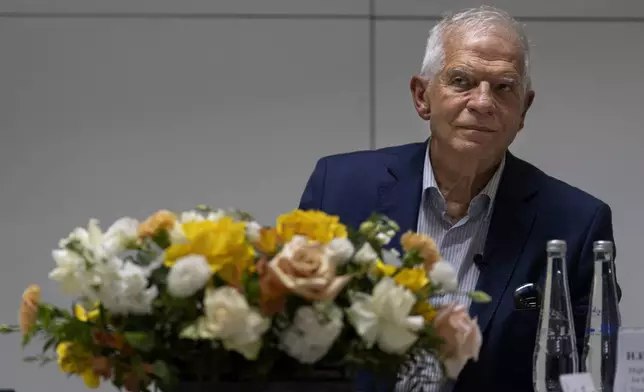 European Union foreign policy chief Josep Borrell, listens to a question from a journalist during a press conference in Dubai, United Arab Emirates, Tuesday, Sept. 17, 2024. (AP Photo/Altaf Qadri)