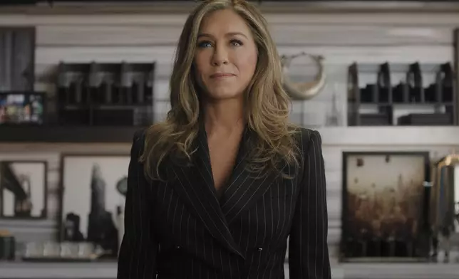 This image released by Apple TV+ shows Jennifer Aniston in a scene from "The Morning Show." (Apple TV+ via AP)