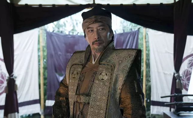 This image released by FX shows Hiroyuki Sanada in a scene from "Shogun." (Katie Yu/FX via AP)