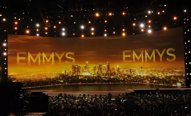 FILE - A view of the stage at the 71st Primetime Emmy Awards in Los Angeles, Sept. 22, 2019. (Photo by Chris Pizzello/Invision/AP, File)