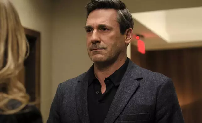 This image released by Apple TV+ shows Jon Hamm in a scene from "The Morning Show." (Apple TV+ via AP)