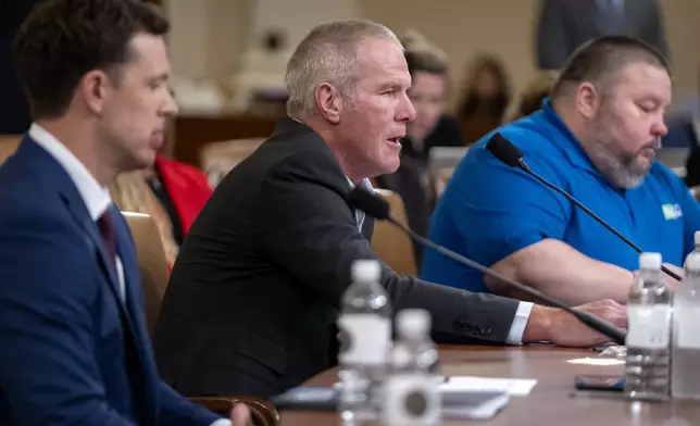 Former NFL quarterback Brett Favre appears before the House Committee on Ways and Means on Capitol Hill, Tuesday, Sept. 24, 2024, in Washington. (AP Photo/Mark Schiefelbein)