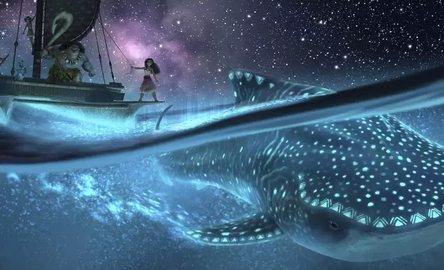 This image released by Walt Disney Animation Studios shows a scene from "Moana 2," expected in theaters November 2024. (Walt Disney Animation Studios via AP)