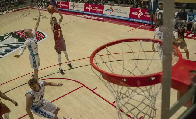 This image released by Netflix shows a scene from the film "Rez Ball." (Lewis Jacobs/Netflix via AP)