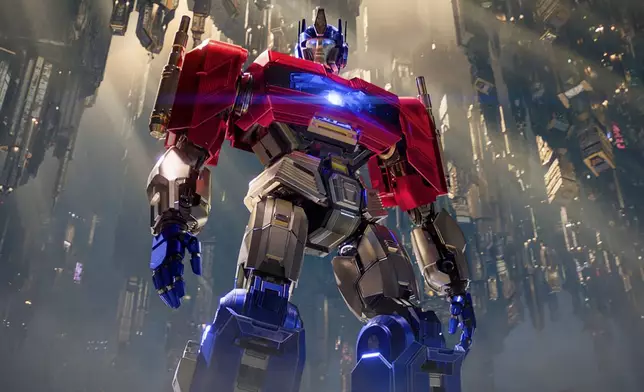 This image released by Paramount Pictures shows character Orion Pax/Optimus Prime, voiced by Chris Hemsworth, in a scene from "Transformers One." (Paramount Pictures via AP)