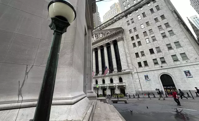 FILE - The New York Stock Exchange, at rear, is shown on Sept. 24, 2024, in New York. (AP Photo/Peter Morgan, File)