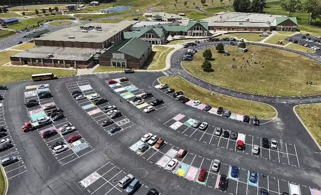 Apalachee High School is seen a day after a shooting occurred at the school, Thursday, Sept. 5, 2024, in Winder, Ga. (AP Photo/Mike Stewart)