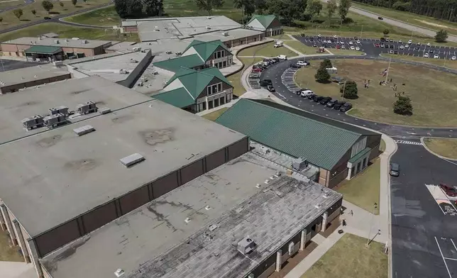 Apalachee High School is seen a day after a mass shooting occured at the school, Thursday, Sept. 5, 2024, in Winder, Ga. (AP Photo/Mike Stewart)