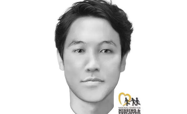 This artist rendering provided by the Suffolk County, NY District Attorney, Monday, Sept 16, 2024, shows a male of Asian descent, one of the victims whose remains were found along a coastal highway in New York's Long Island more than a decade ago, known as the Gilgo Beach killings. (National Center for Missing and Exploited Children via AP)