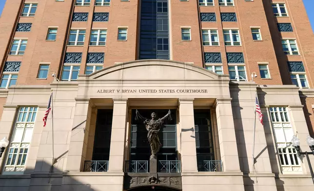 The U.S. District Court for the Eastern District of Virginia is seen Monday, Sept. 9, 2024, in Alexandria, Va. (AP Photo/Stephanie Scarbrough)