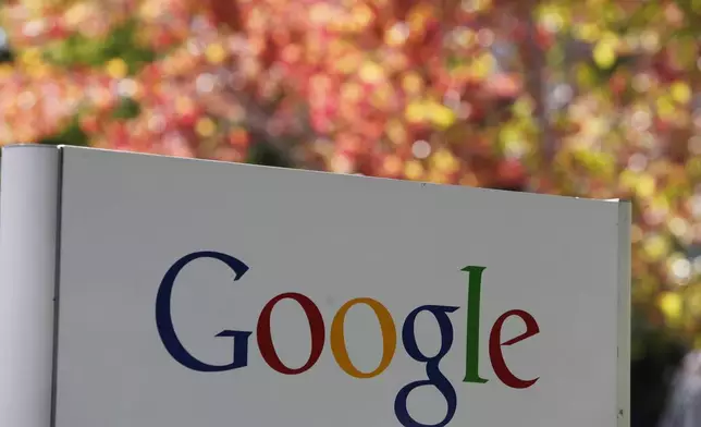 FILE - A sign at Google headquarters in Mountain View, Calif. is shown on Oct. 8, 2010. (AP Photo/Paul Sakuma, File)