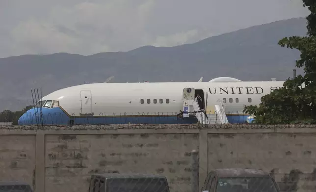 The plane that carried U.S. Secretary of State Antony Blinken arrives at Toussaint Louverture International Airport in Port-au-Prince, Haiti, Thursday, Sept. 5, 2024. (AP Photo/Odelyn Joseph)