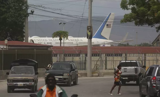 A plane that carried U.S. Secretary of State Antony Blinken arrives at Toussaint Louverture International Airport in Port-au-Prince, Haiti, Thursday, Sept. 5, 2024. (AP Photo/Odelyn Joseph)