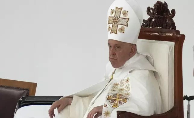 Pope Francis leads the holy mass at Gelora Bung Karno Stadium in Jakarta, Indonesia, Thursday, Sept. 5, 2024. (AP Photo/Dita Alangkara, Pool)