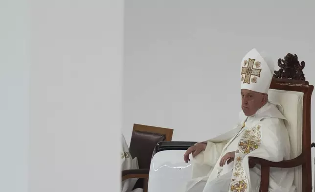 Pope Francis leads the holy mass at Gelora Bung Karno Stadium in Jakarta, Indonesia, Thursday, Sept. 5, 2024. (AP Photo/Dita Alangkara, Pool)