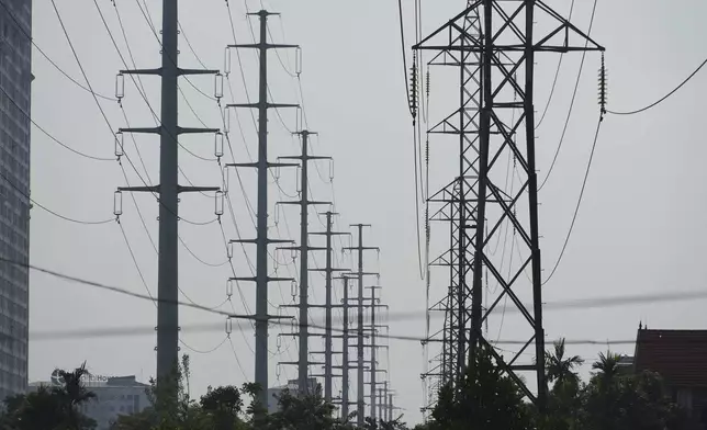 FILE- This photo shows power lines in Hanoi, Vietnam, on June 8, 2023. (AP Photo/Hau Dinh, File)