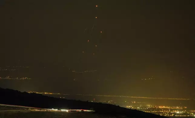 Israeli Iron Dome air defense system fires to intercept rockets that were launched from Lebanon, in northern Israel, Monday, Sept. 23, 2024. (AP Photo/Leo Correa)