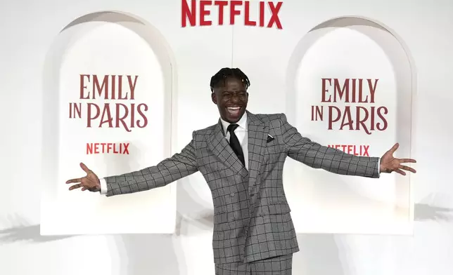 Actor Samuel Arnold arrives at the premiere of "Emily in Paris", in Rome, Tuesday, Sept. 10, 2024. (AP Photo/Andrew Medichini)