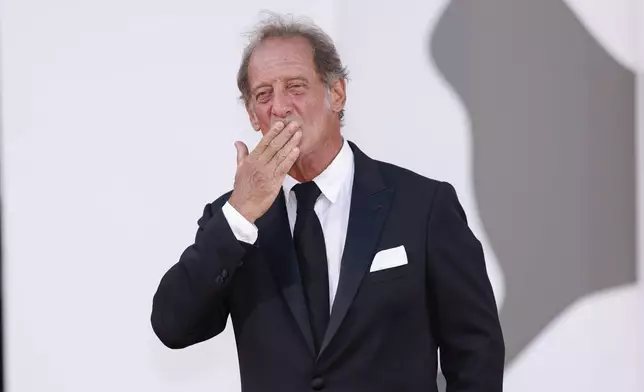 Vincent Lindon poses for photographers upon arrival at the closing ceremony of the 81st edition of the Venice Film Festival in Venice, Italy, on Saturday, Sept. 7, 2024(Photo by Vianney Le Caer/Invision/AP)