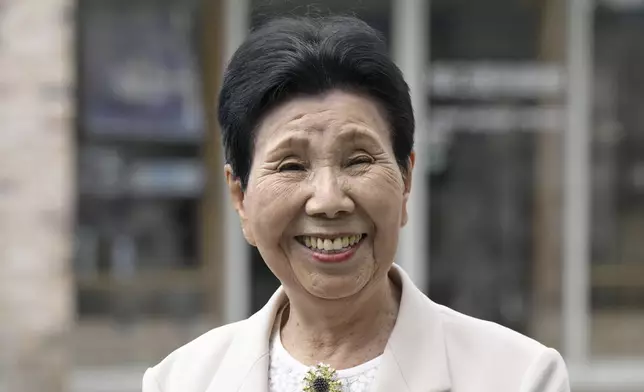 Hideko Hakamada, sister of 88-year-old former boxer Iwao Hakamada who has been on death row for nearly six decades after his murder conviction that his lawyers said was based on forced confession and fabricated evidence, speaks to journalists ahead of a retrial for a 1966 quadruple murder case, in Hamamatsu, Shizuoka prefecture, Thursday, Sept. 26, 2024. (Kyodo News via AP)